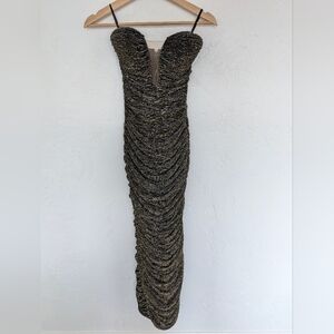 JLUXLABEL Strapless Black and Gold Dress
